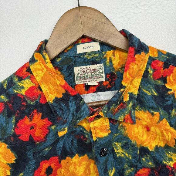 J Crew Shirt Men's Large Colorful Midweight Flannel Work All over Vibrant Summer - Picture 1 of 12